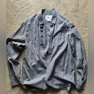 Lacoste gray/navy button down size 42 Large slim fit